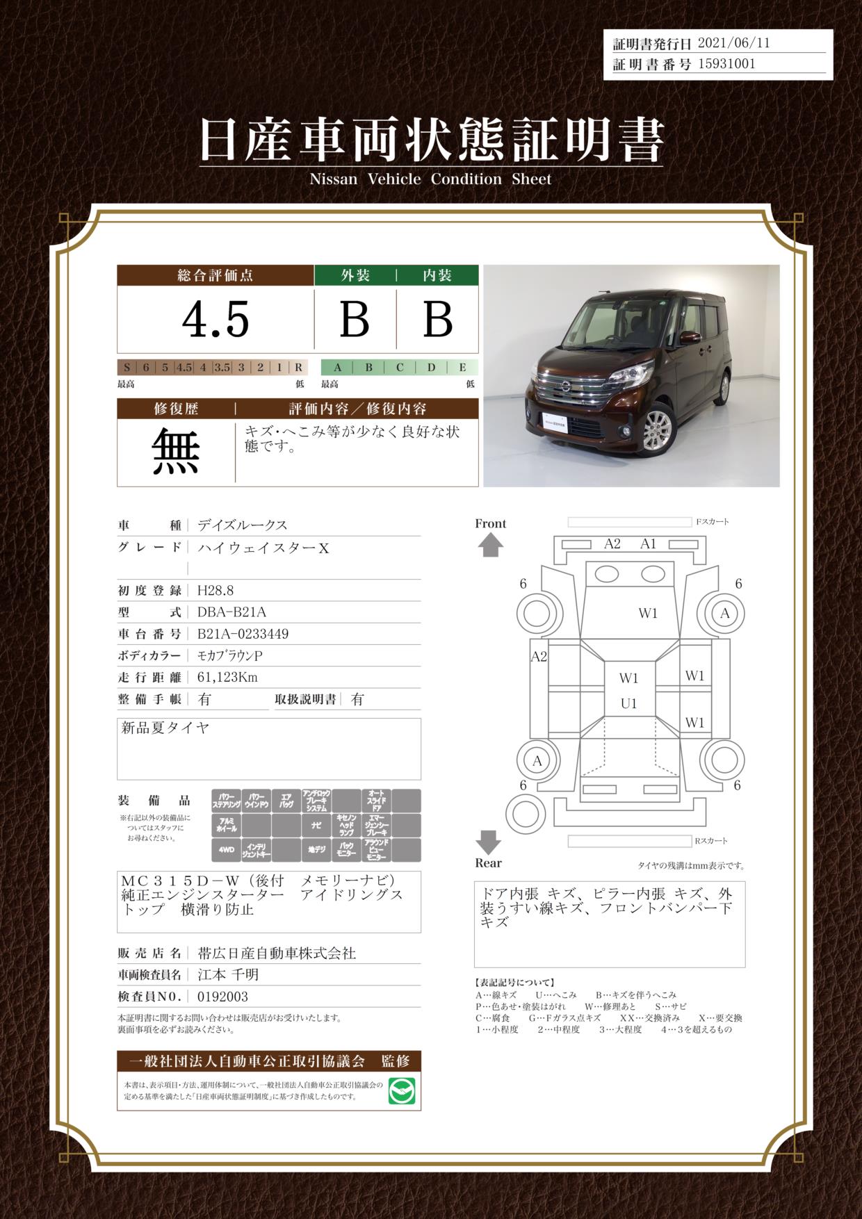 帯広日産自動車株式会社 釧路日産マイカーセンター星が浦 北海道 デイズルークス 日産の在庫詳細から中古車を探す 日産公式中古車検索サイト